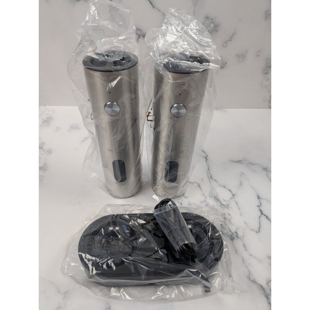 Electric Salt and Pepper Grinder Set with Rechargeable Base - Large Capacity